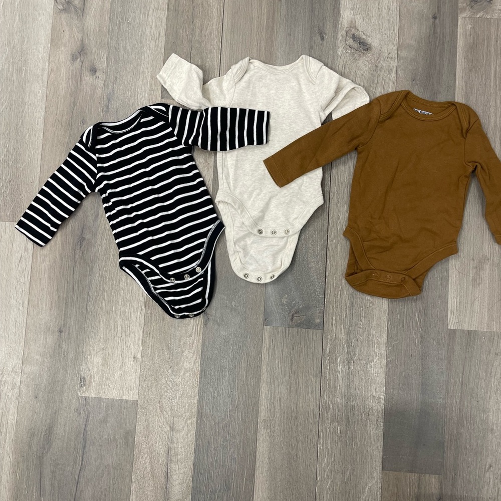 Striped, Cream, and Brown Kids Onesie